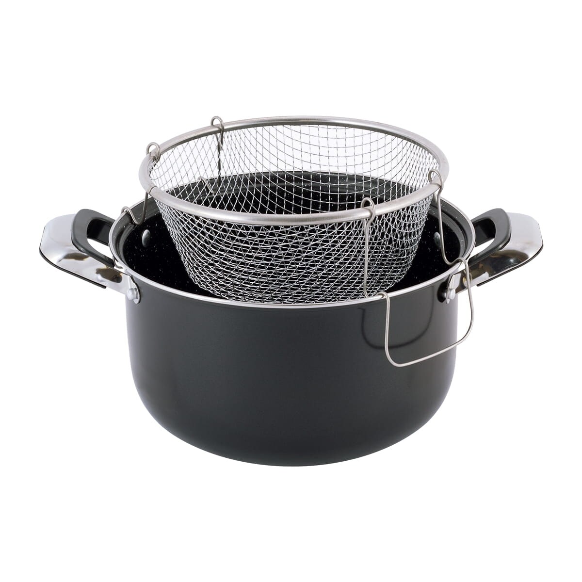 Garnek 24cm 4L + sitkokosz do głębokiego smażenia indukcja na gaz KAMILLE
