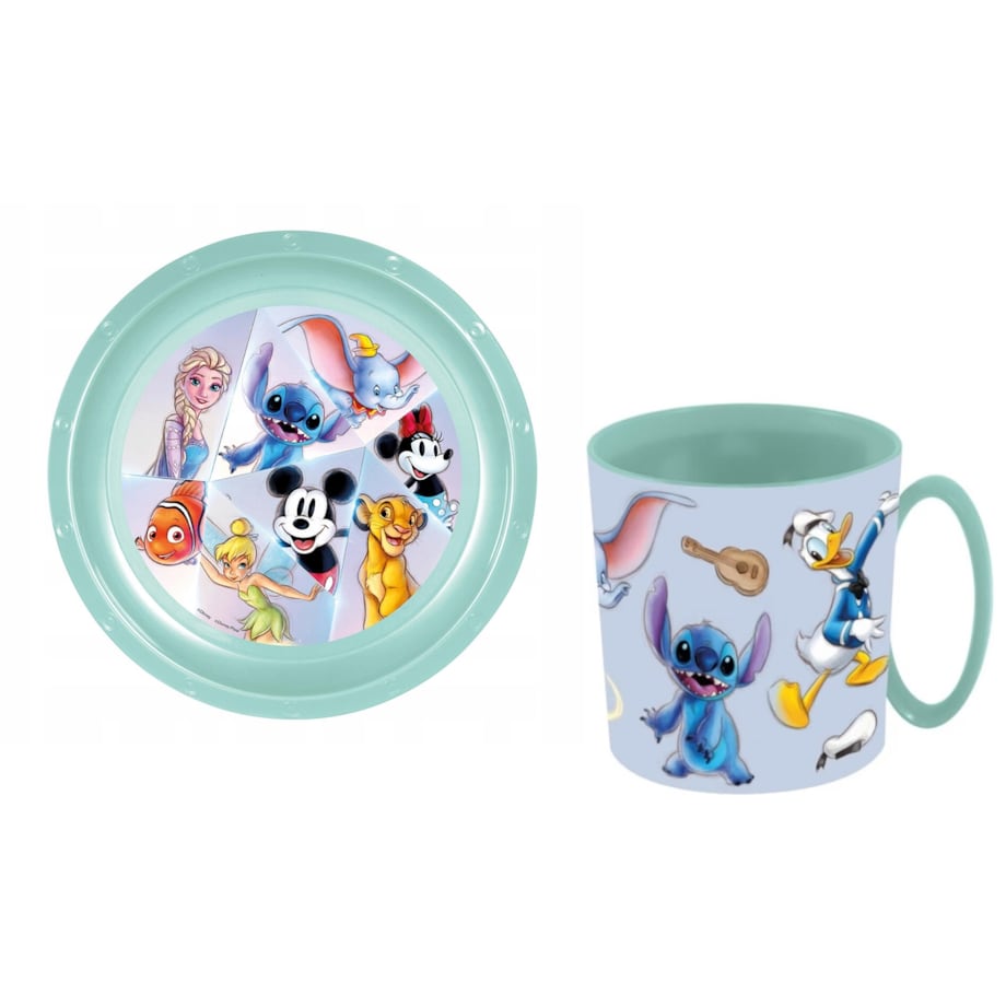 Talerz plastikowy + KUBEK dla dzieci zestaw na jedzenie Disney BAJKI