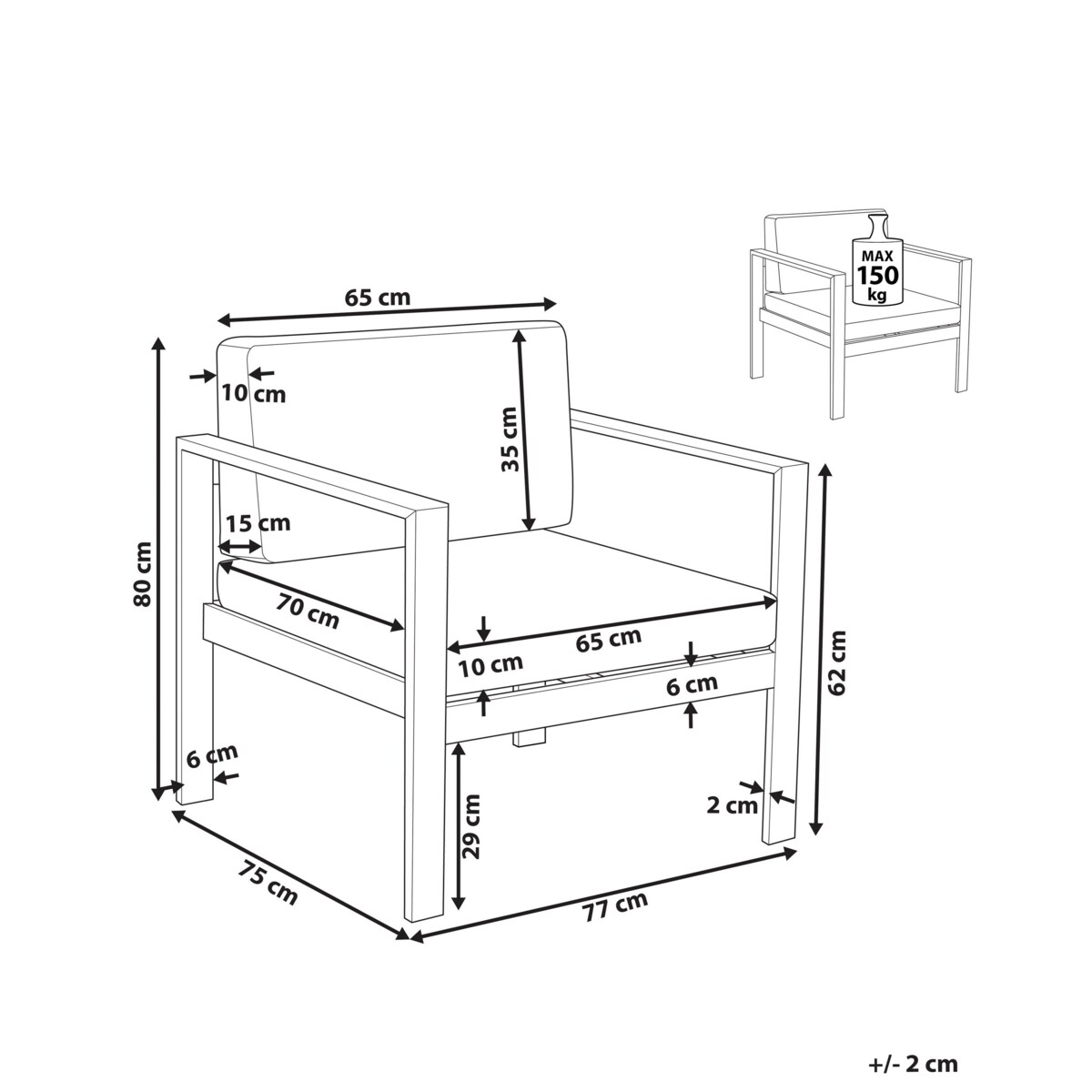 Fotel ogrodowy jasnoszary SALERNO