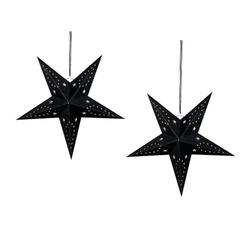 Zestaw 2 wiszących gwiazd welurowych LED 45 cm czarny MOTTI