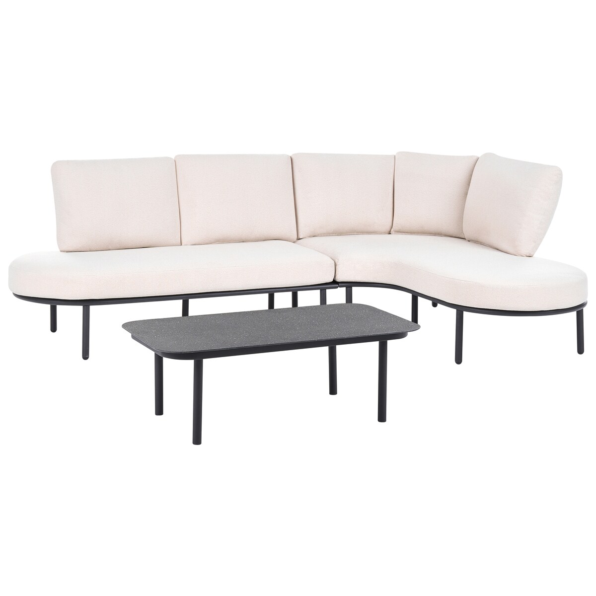 Sofa ogrodowa ze stolikiem dla 4 osób POLLINA Metal Czarny