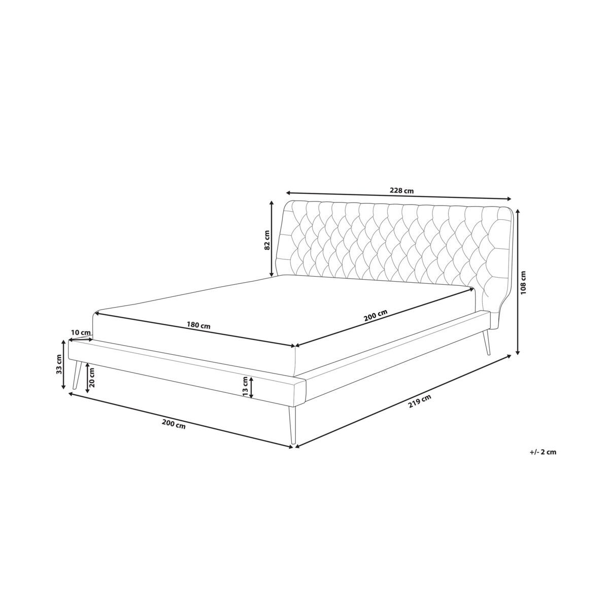 Łóżko ekoskóra 180 x 200 cm szare ESSONNE