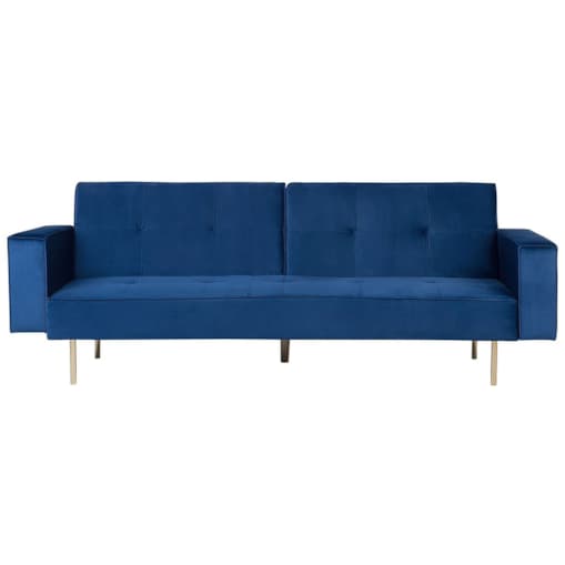 Sofa rozkładana welurowa niebieska VISNES
