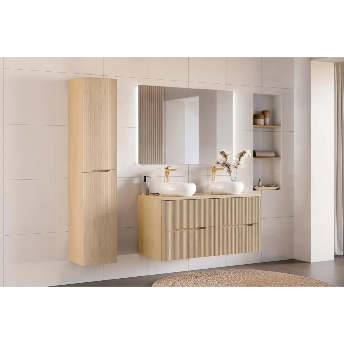 Szafka pod umywalkę NORDIC CREMONA 2S 60cm dąb cremona z umywalką nablatową WIKI