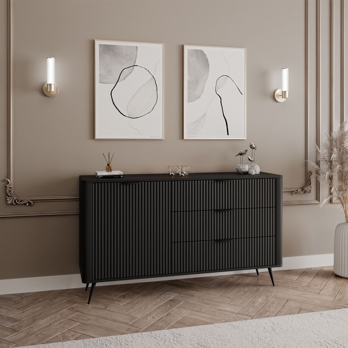 Komoda SCARLETT 138 1D3S z szufladami czarna