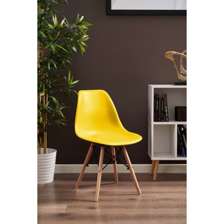 Krzesło skandynawskie wyprofilowane EVA żółte
