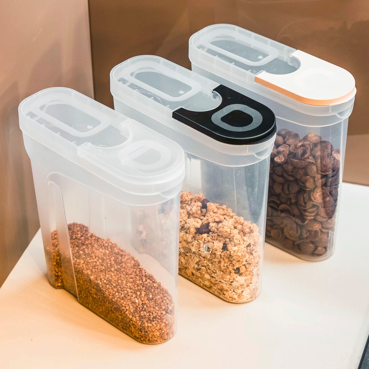 Pojemniki Na Żywność Kuchenne 3 X 2,4 L Makaron Mąkę Cukier Kaszę Sypkie