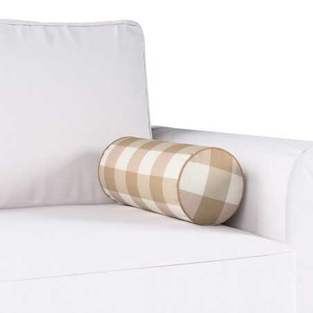 Poduszka wałek prosty, beżowo-biała krata (5,5x5,5cm), Ø16 x 40 cm, Quadro