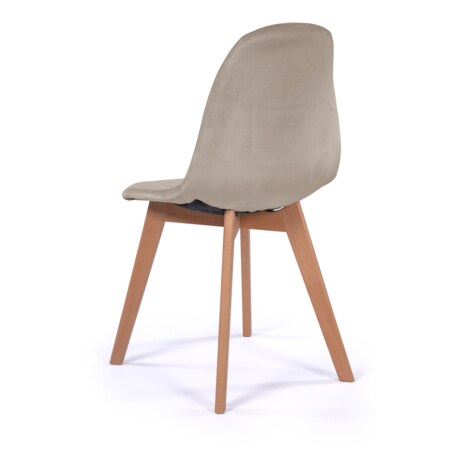 Krzesło tapicerowane skandynawskie welur VEGAS ciemnobeżowy