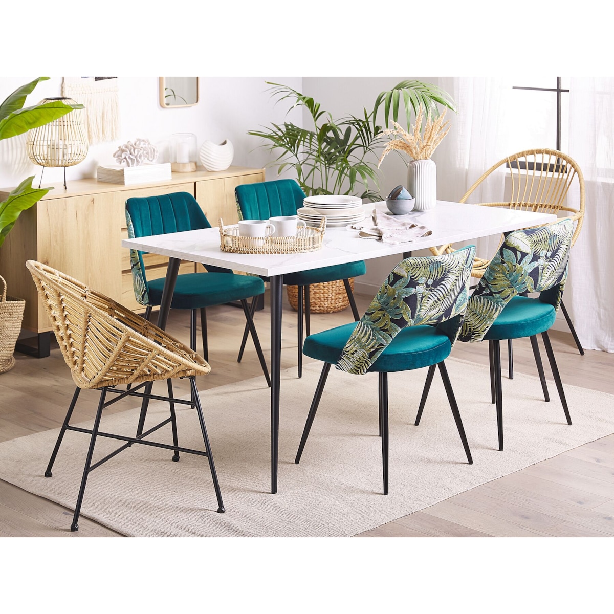 Zestaw 2 krzeseł do jadalni welurowy niebieski ANSLEY