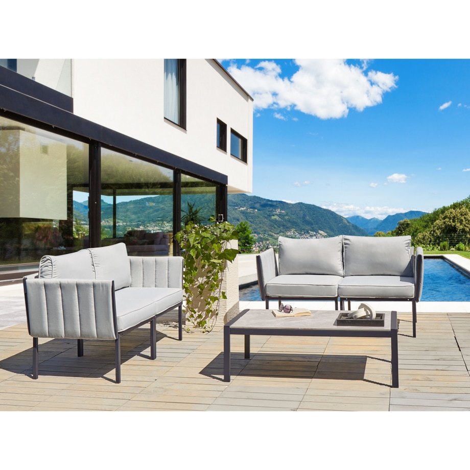 Zestaw ogrodowy ze stolikiem dla 5 osób SKALA Metal Jasnoszary