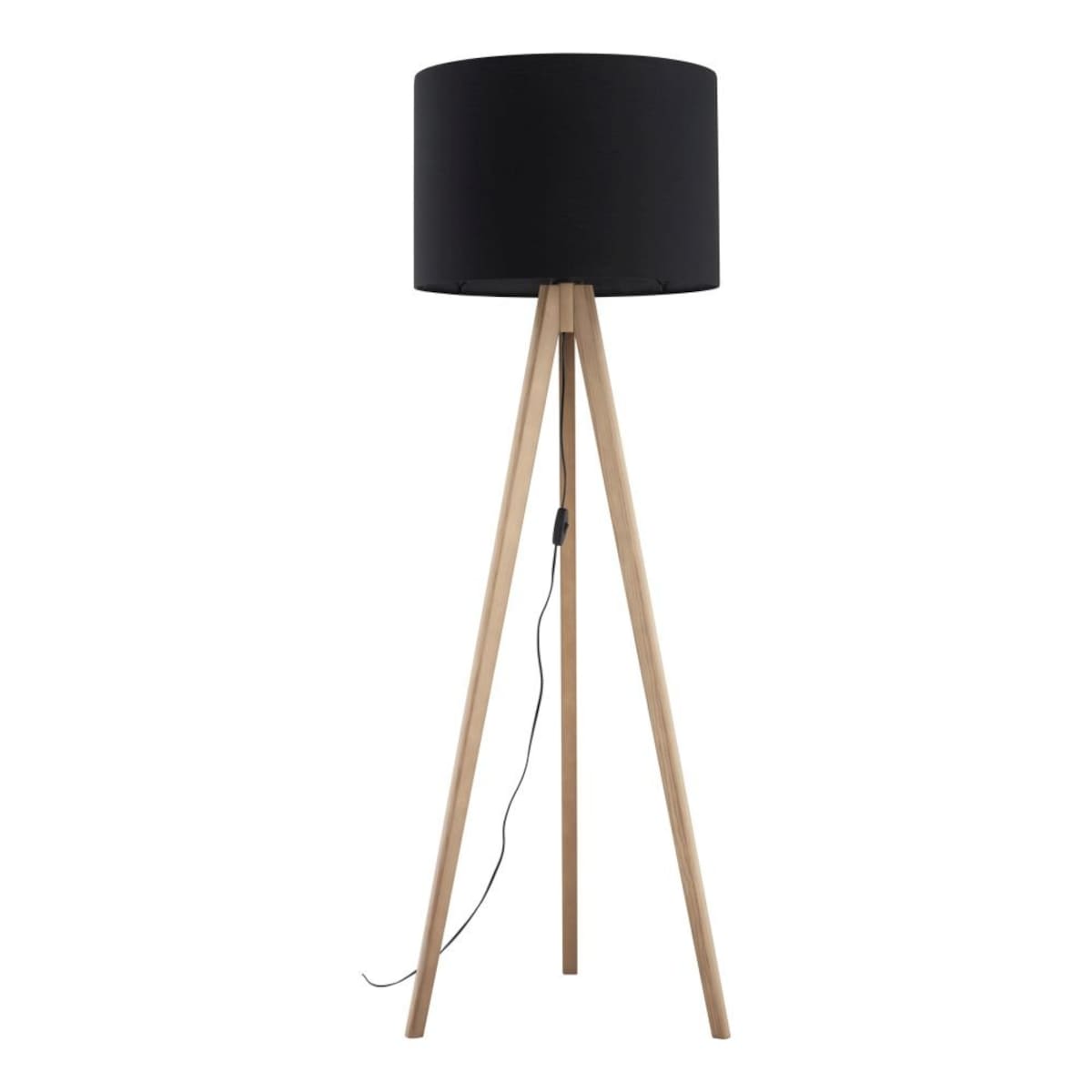 Lampa podłogowa TK Lighting GRAND SOSNA 16008 E27 145 cm, sosna i czerń, klosz 50 cm
