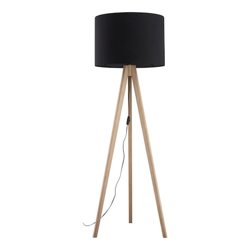 Lampa podłogowa TK Lighting GRAND SOSNA 16008 E27 145 cm, sosna i czerń, klosz 50 cm