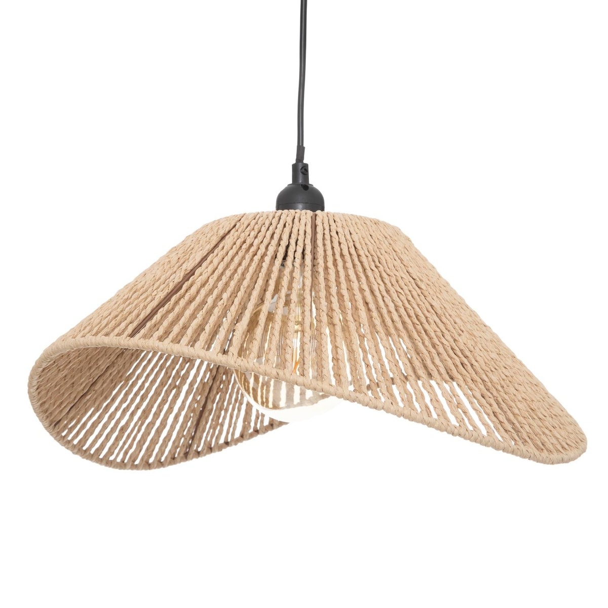 Lampa do niskiego salonu Myha, Ø 45 cm, kolor beżowy, papier