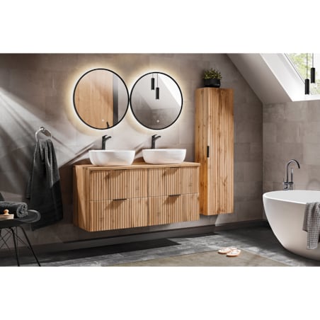 Okrągłe lustro LED z czarną ramą, 80 cm - Uran