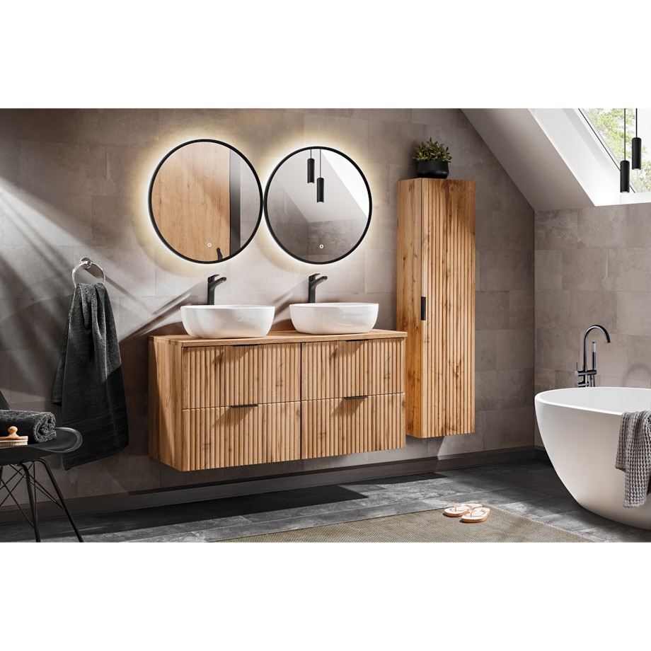 Okrągłe lustro LED z czarną ramą, 80 cm - Uran