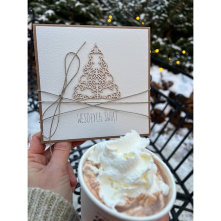 Wyjątkowa ręcznie robiona kartka świąteczna na Boże Narodzenie na piękne życzenia świąteczne - prezent