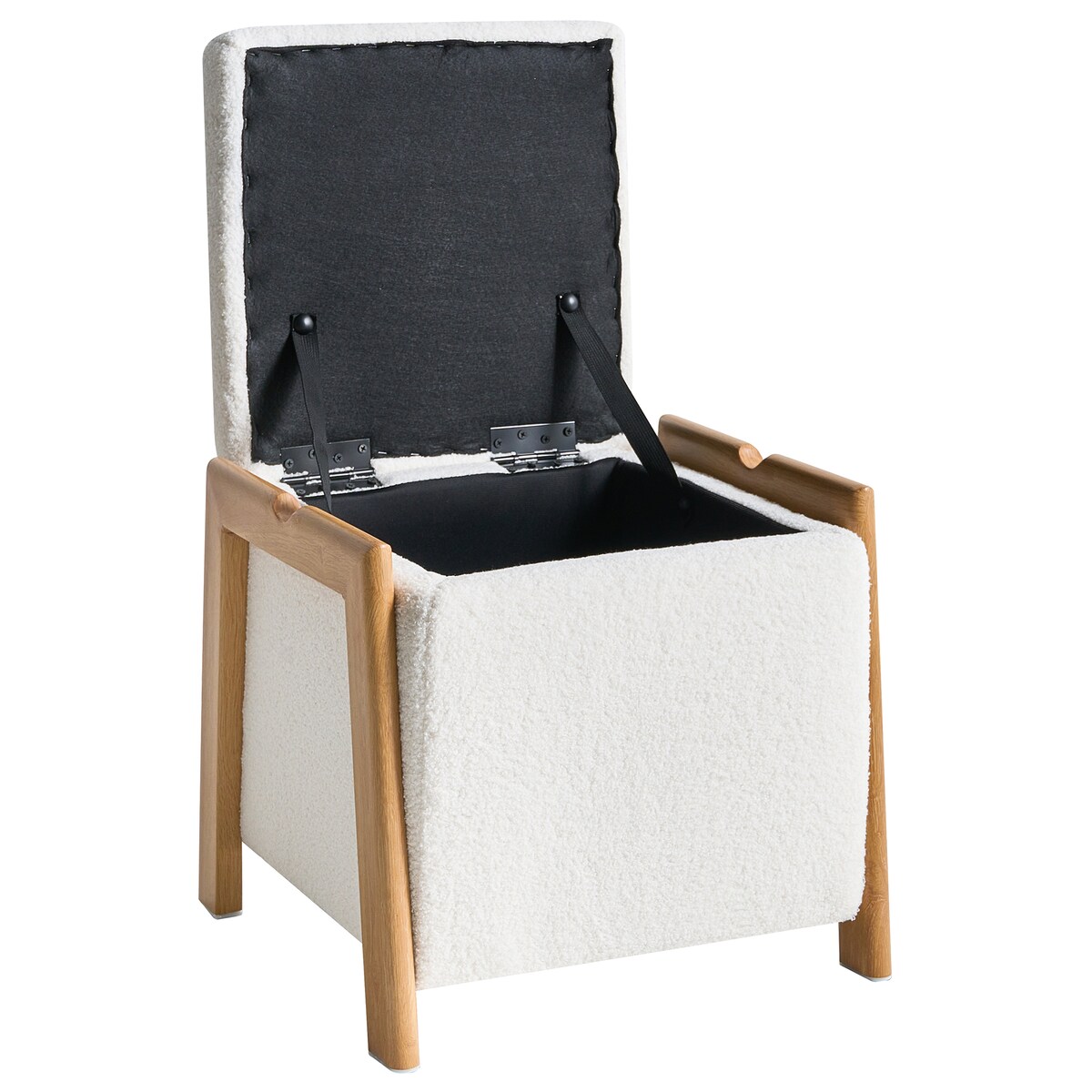 Puf ze schowkiem EDLAND Boucle 45 cm 43 cm Biały