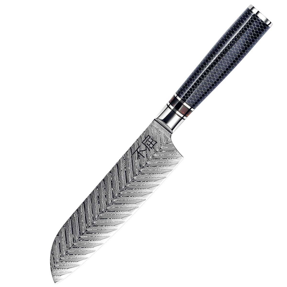Japońska stal VG-10 Profesjonalny nóż Santoku ze stali damasceńskiej Na prezent Fukutsu Rękojeść G10