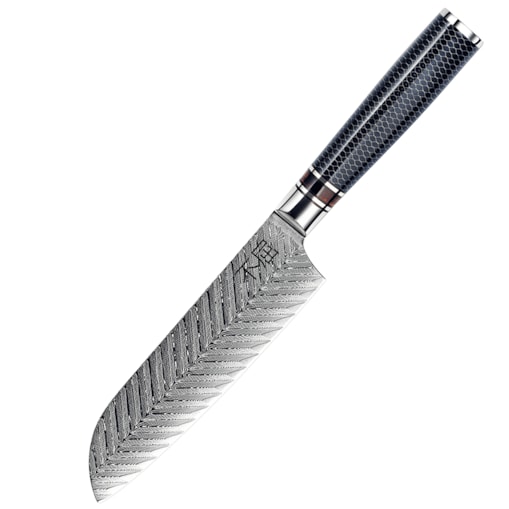 Japońska stal VG-10 Profesjonalny nóż Santoku ze stali damasceńskiej Na prezent Fukutsu Rękojeść G10