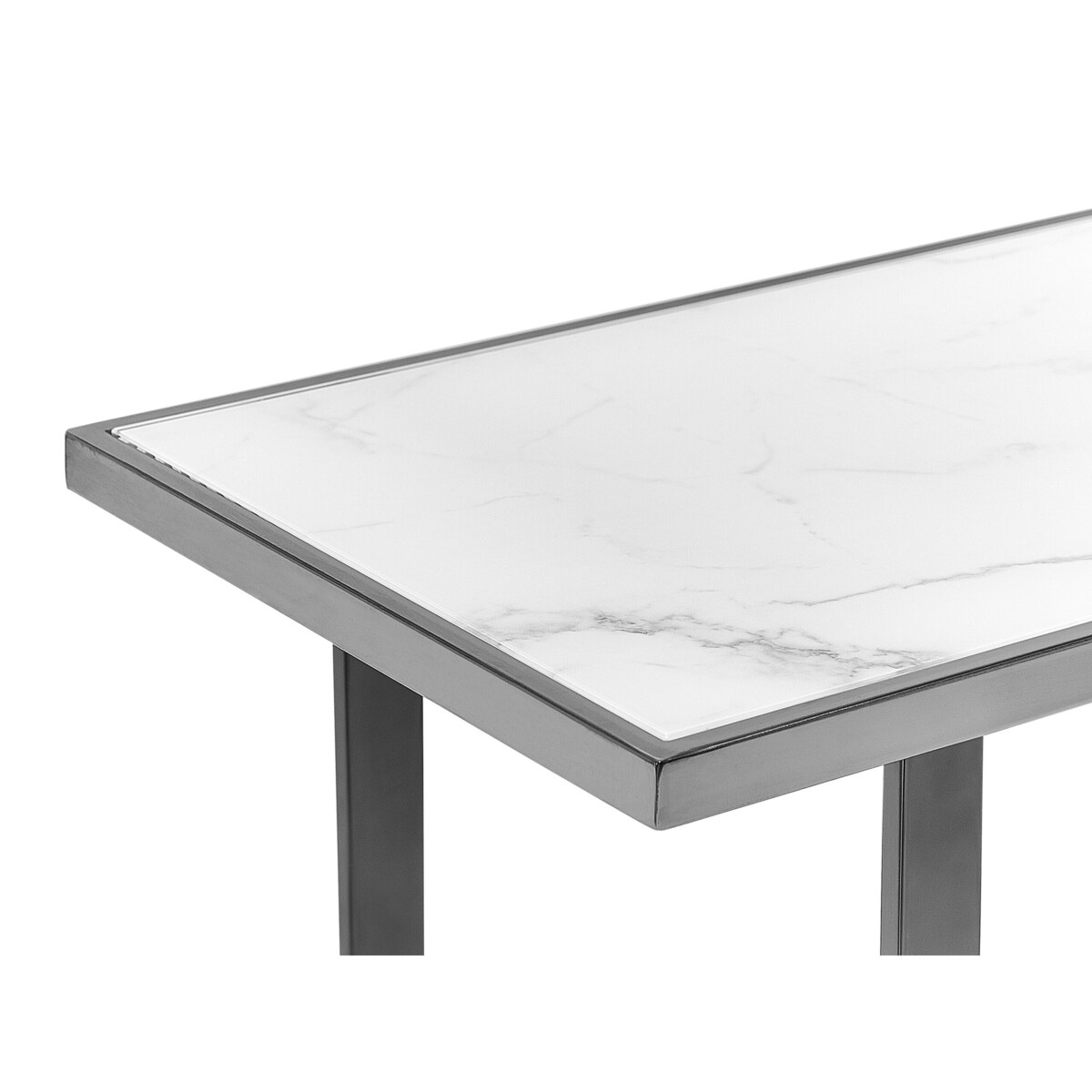 Konsola efekt marmuru biało-srebrna PLANO