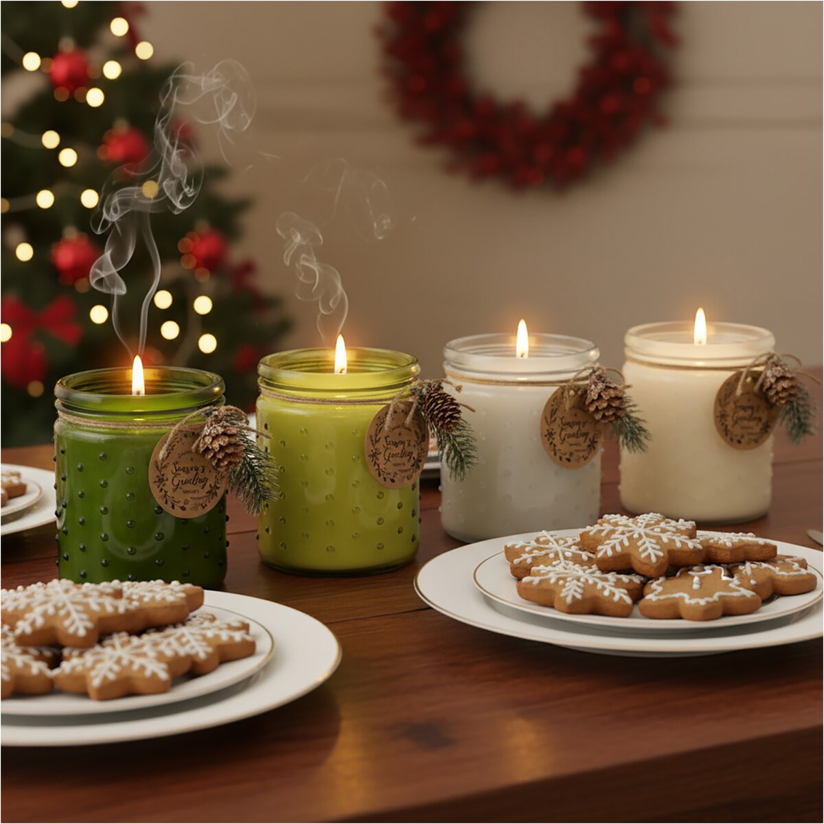 Świeczka Na Boże Narodzenie Dekoracja Ozdoba Świąteczna Limonkowa