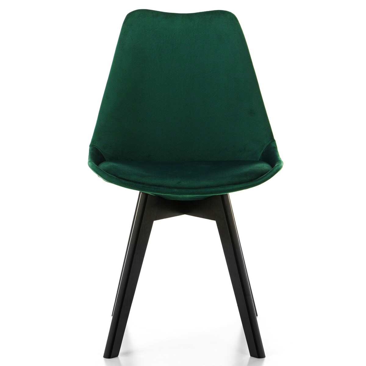 Krzesło skandynawskie z poduszką DUBLIN zielony welur noga czarna