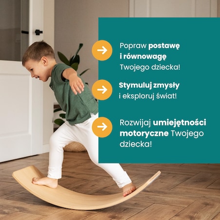 MeowBaby® Deska do Balansowania z filcem 80x30cm dla dzieci. Balance Board czarny z filcem szary melanż autostrada