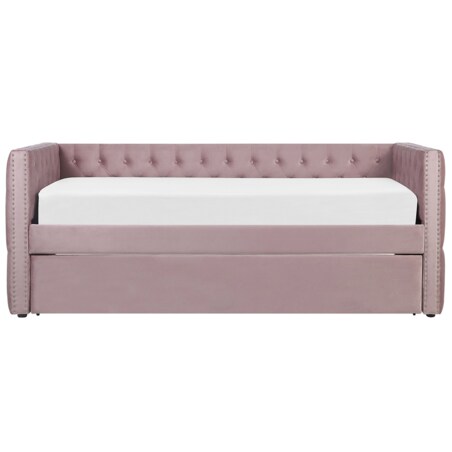 Łóżko wysuwane welurowe 90 x 200 cm różowe GASSIN