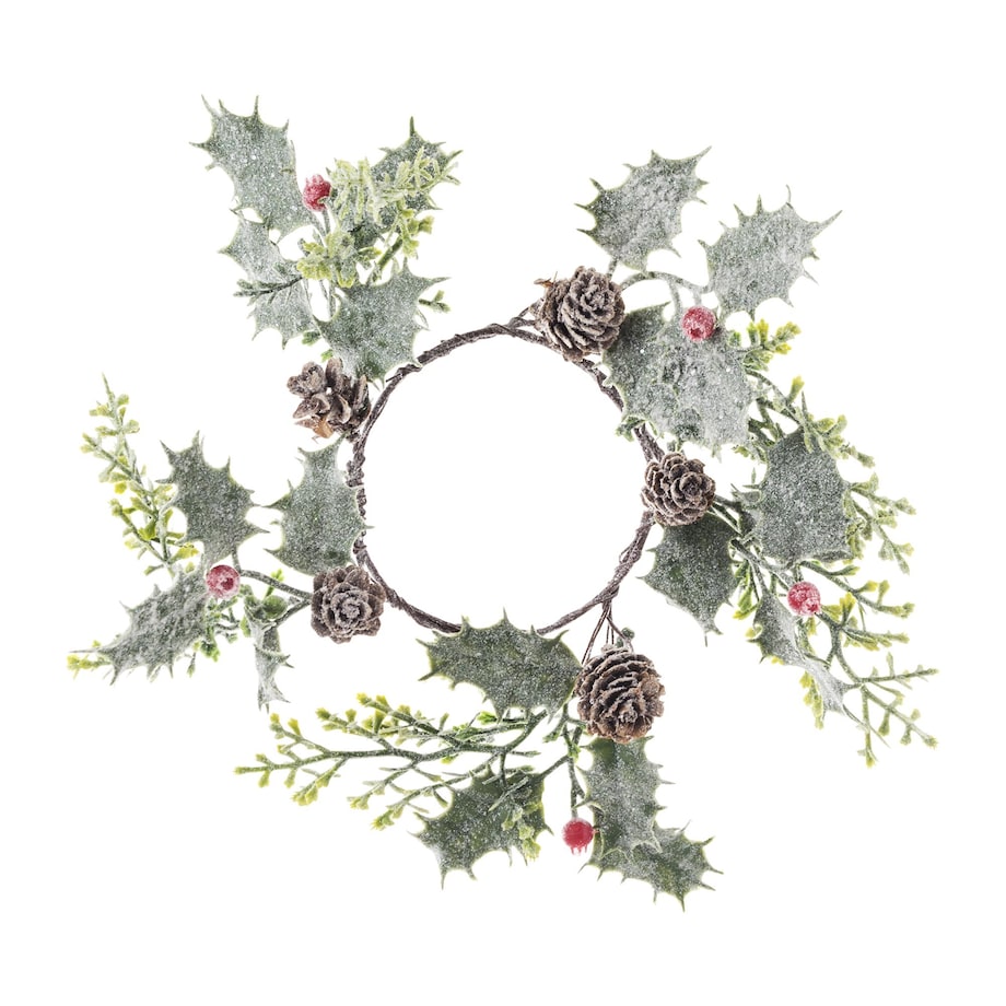 Wianek zimowy 2 szt. ostrokrzew 30x30x5 cm KRISTORN