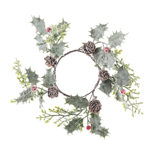 Wianek zimowy 2 szt. ostrokrzew 30x30x5 cm KRISTORN