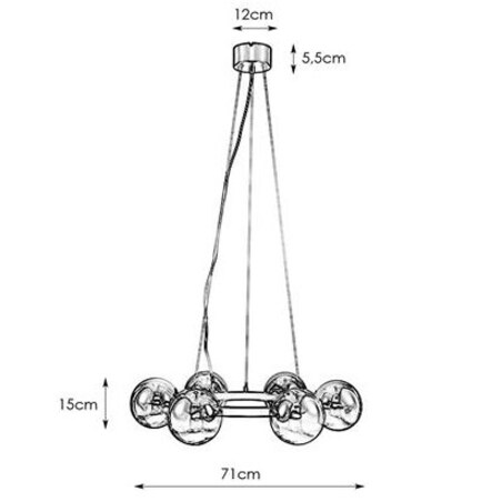 Loftowa LAMPA wisząca CIRCLE 108050 Markslojd metalowa OPRAWA modernistyczny ZWIS szklane kule złote przydymione