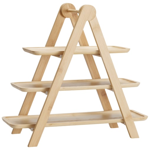 Trzypoziomowa patera na przekąski FLUX, bambus, 43 x 18 x 39 cm