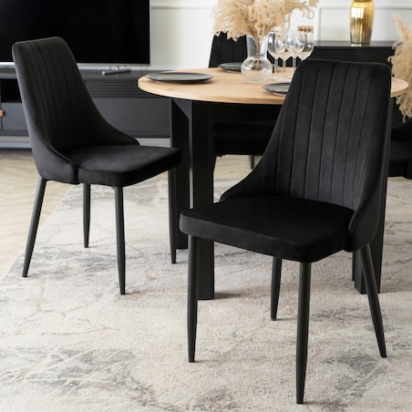 Krzesło Tapicerowane Welurowe Czarne Do Jadalni Salonu Kuchenne Loft BARI