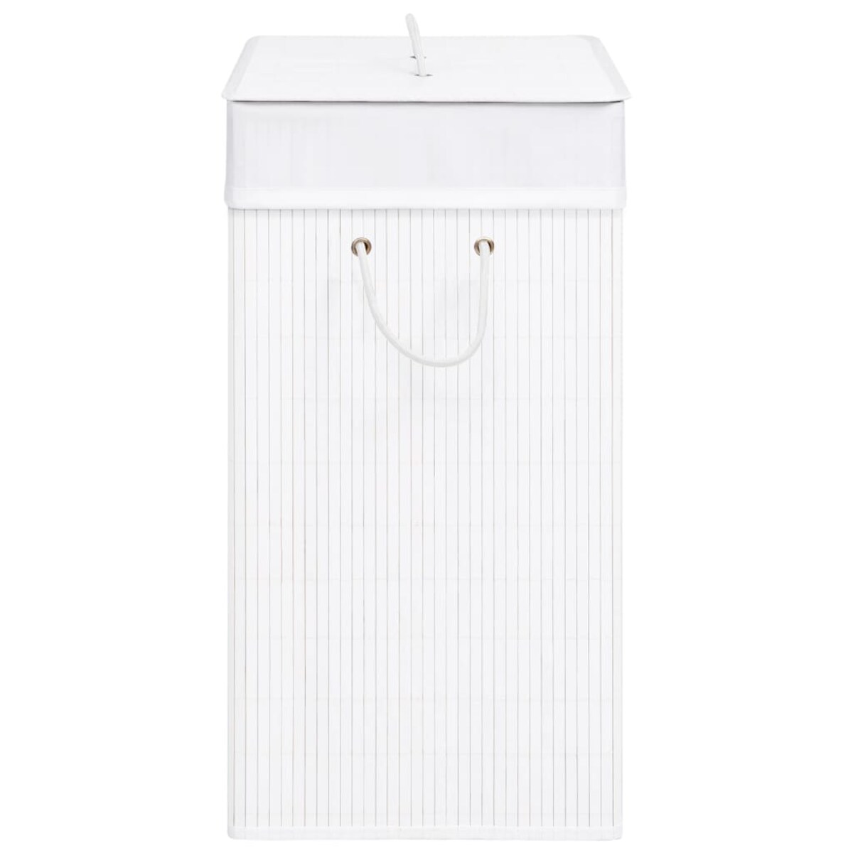 vidaXL Bambusowy kosz na pranie z 2 przegrodami, biały, 100 L