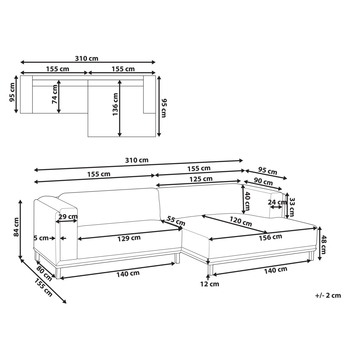 Narożnik dla 4 osób VENG Sztruks Jasnobeżowy