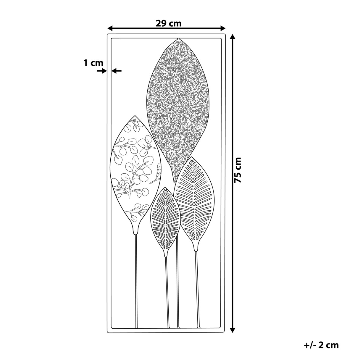 Dekoracja ścienna Liść PLATINUM Metal 75 cm Kolorowy