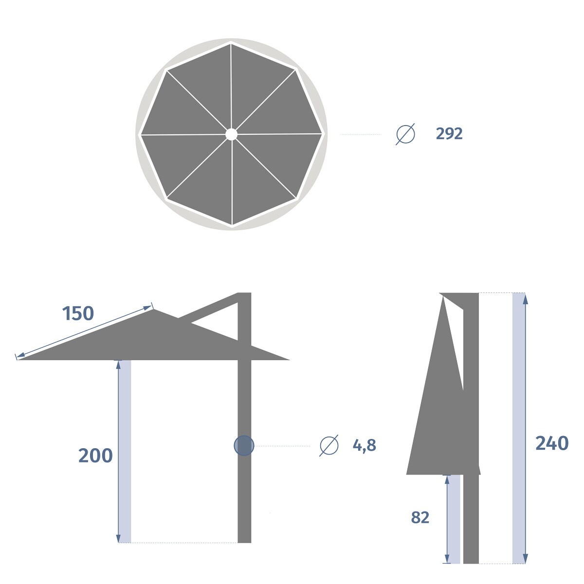 Parasol ogrodowy ze stelażem, MANOA, 300 cm