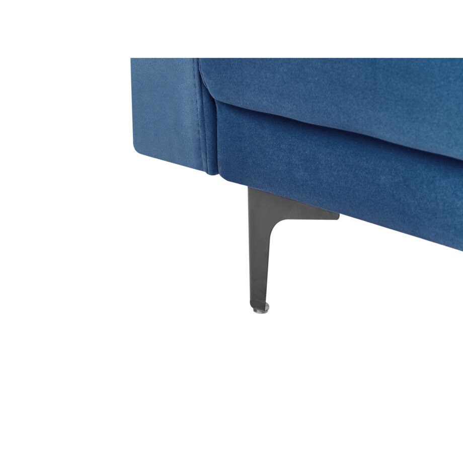 Sofa lewostronna rozkładana welurowa niebieska ABERDEEN
