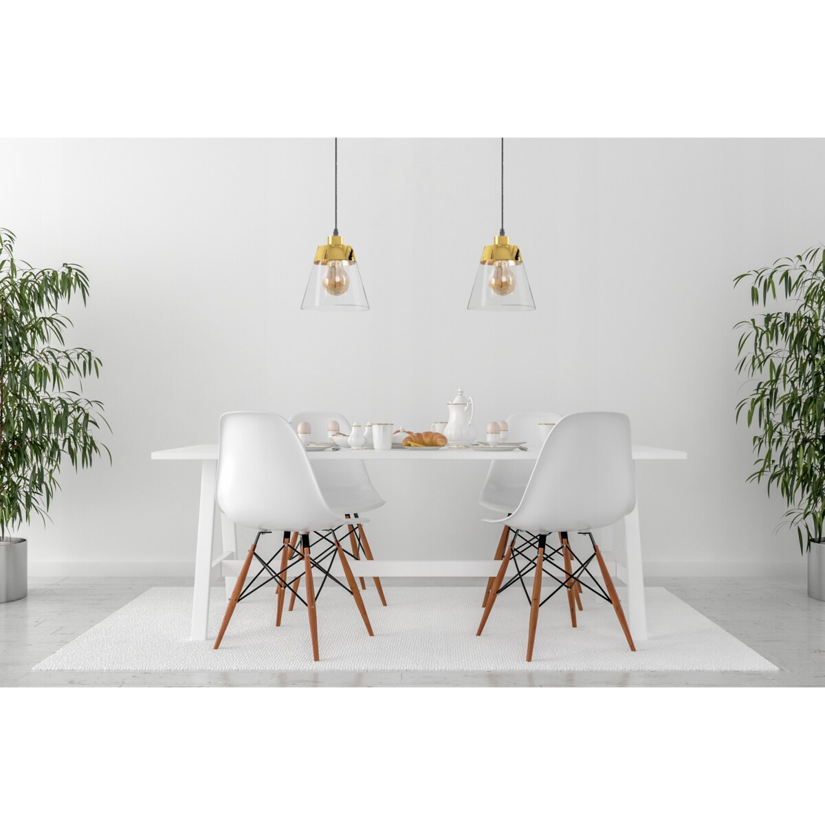 Lampa Sufitowa Wisząca Szklana Okrągła Złota Gold