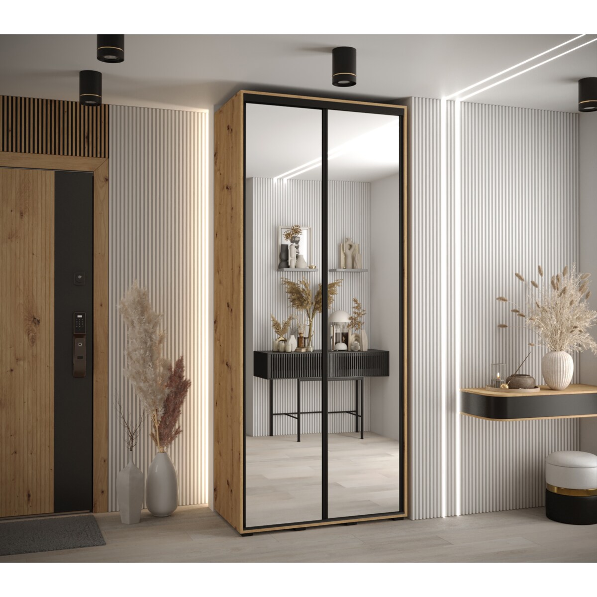 Szafa przesuwna Garderoba DAVOS 2 120 artisan/artisan/czarny