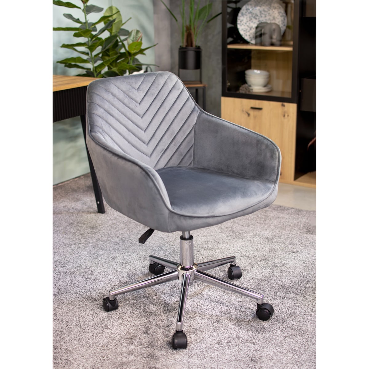 Fotel NAPOLI szary na srebrnej stopie