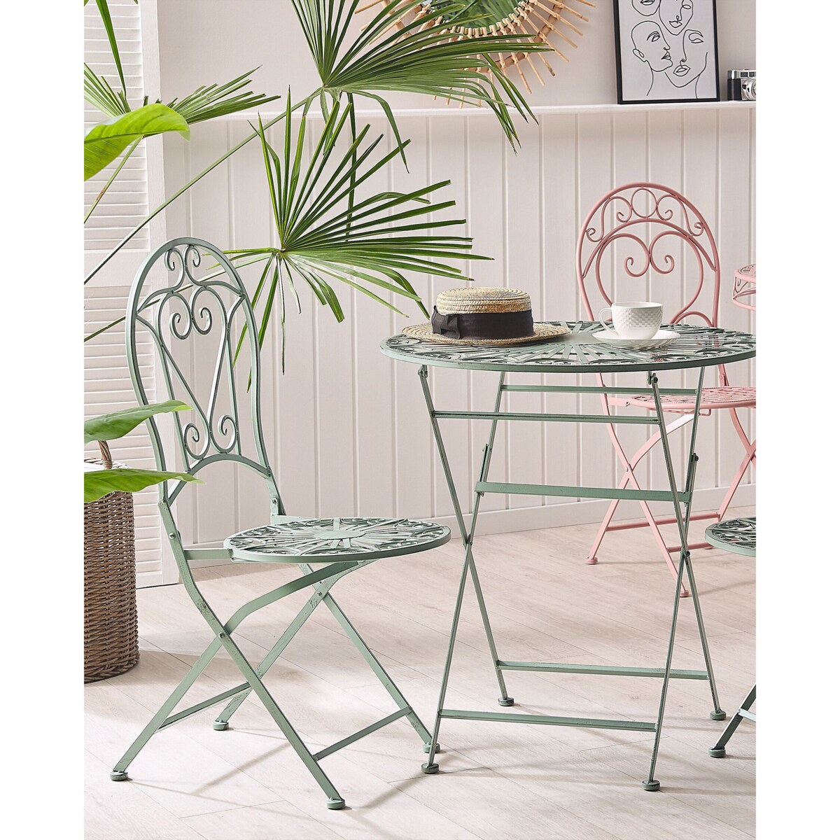 Zestaw 2 krzeseł ogrodowych metalowy zielony TRENTO