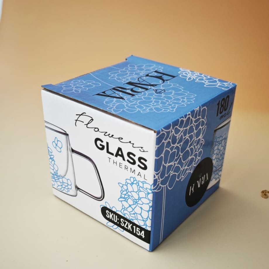 Szklanka termiczna z kwiatami w środku, hortensje 180 ml 1szt SZK154
