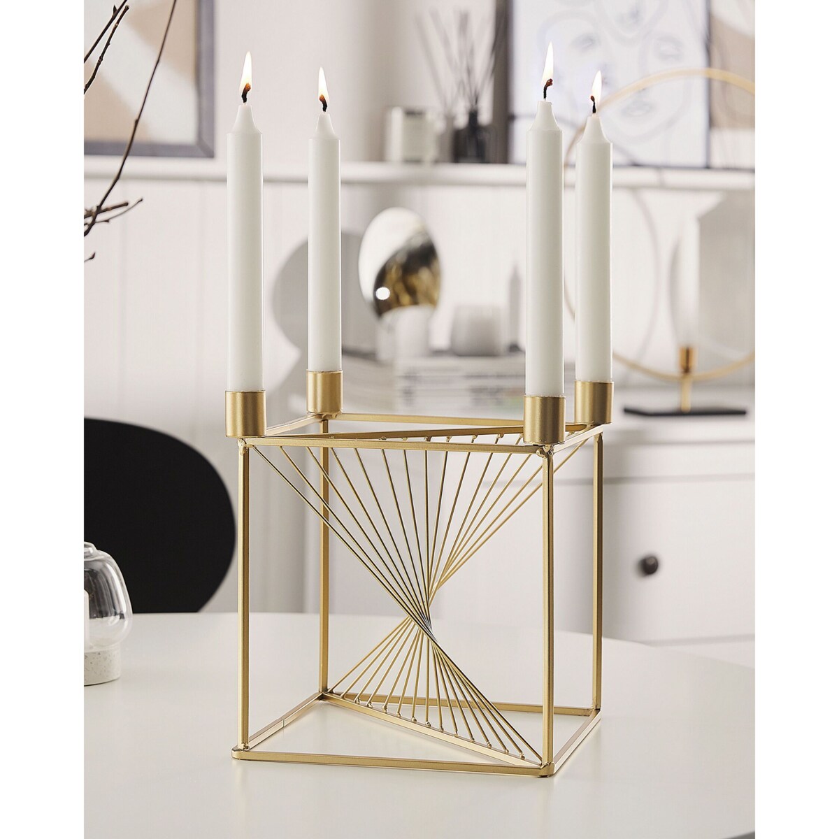 Świecznik metalowy 23 cm złoty MINDORO