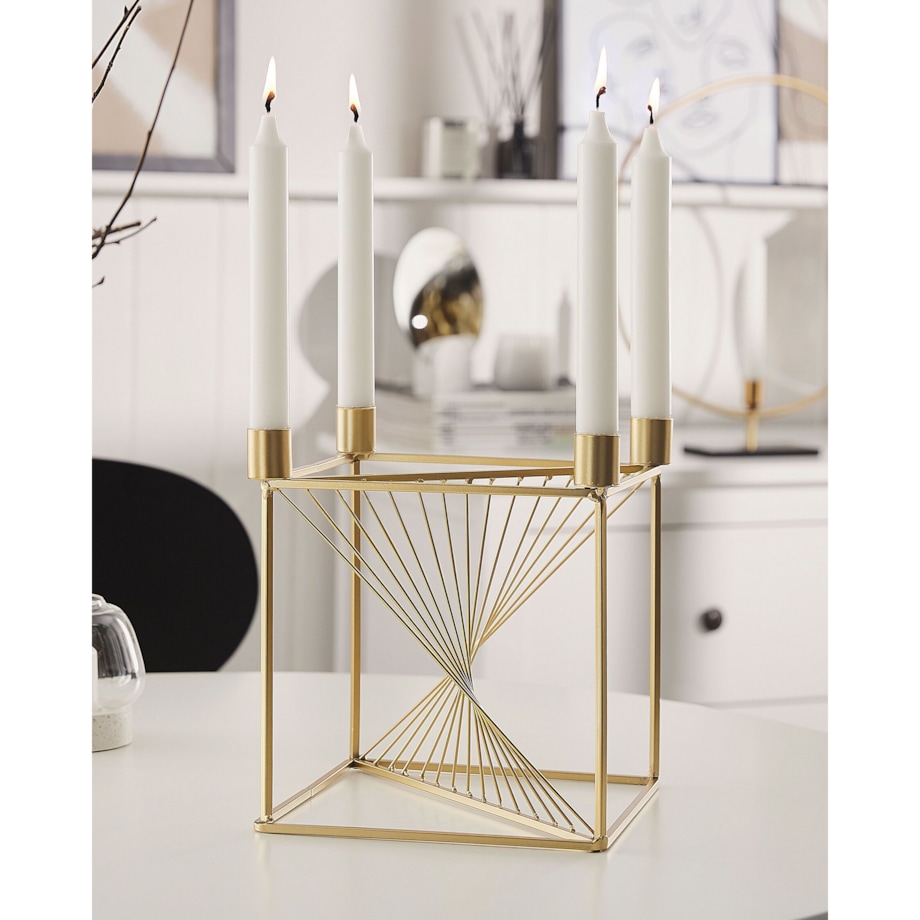 Świecznik metalowy 23 cm złoty MINDORO