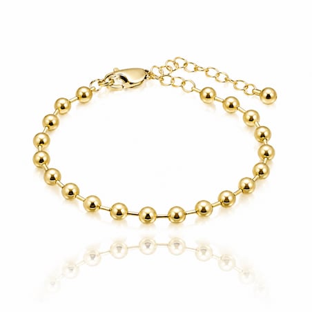 Bransoletka na rękę stal chirurgiczna pozłacana 14k złotem, kuleczki 6mm BST1762