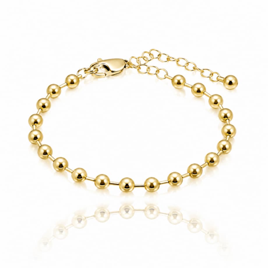 Bransoletka na rękę stal chirurgiczna pozłacana 14k złotem, kuleczki 6mm BST1762