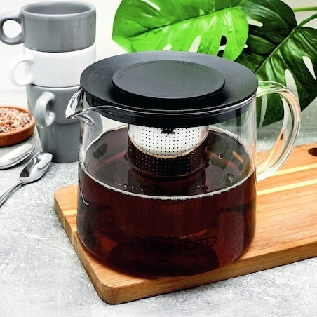 DZBANEK SZKLANY Z ZAPARZACZEM sitko imbryk czajnik na zioła herbatę 1,5 L