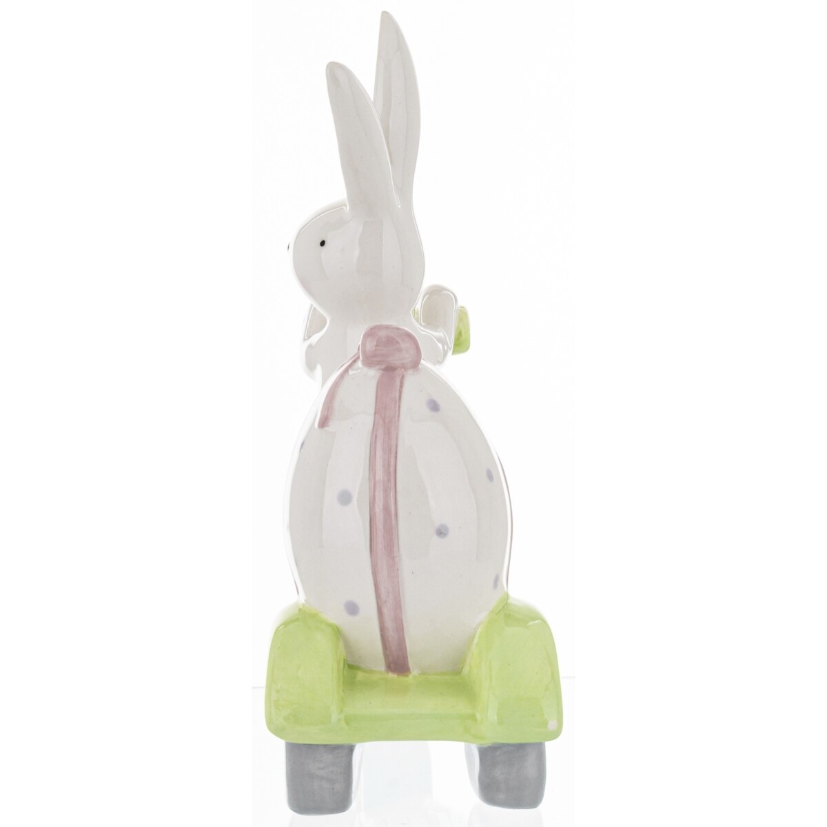 Dekoracja - króliczek na hulajnodze 19x6,5x15 cm z pisanką